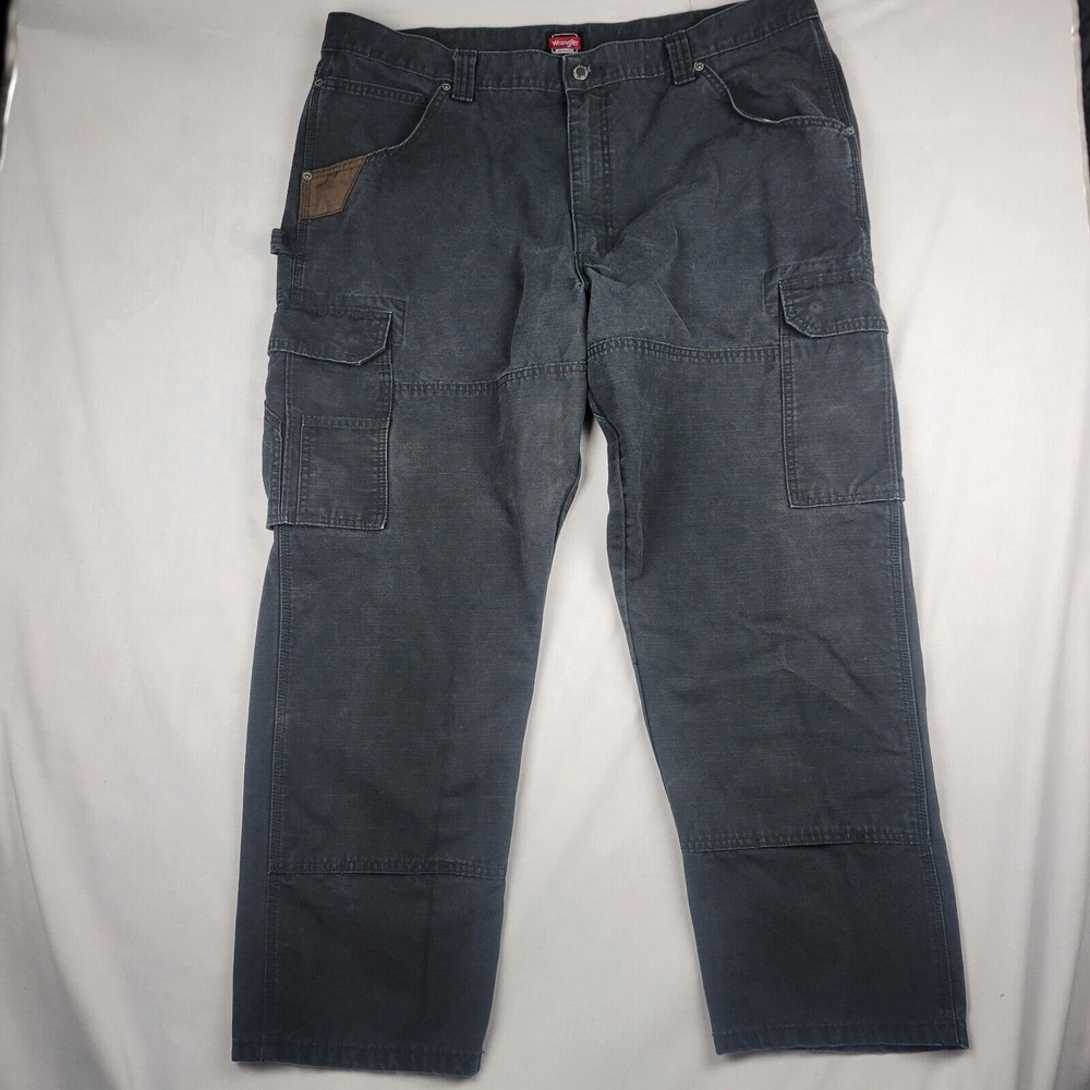Wrangler Workwear Men's 40x31 Ripstop Canvas Double Knee Cargo Pants Black